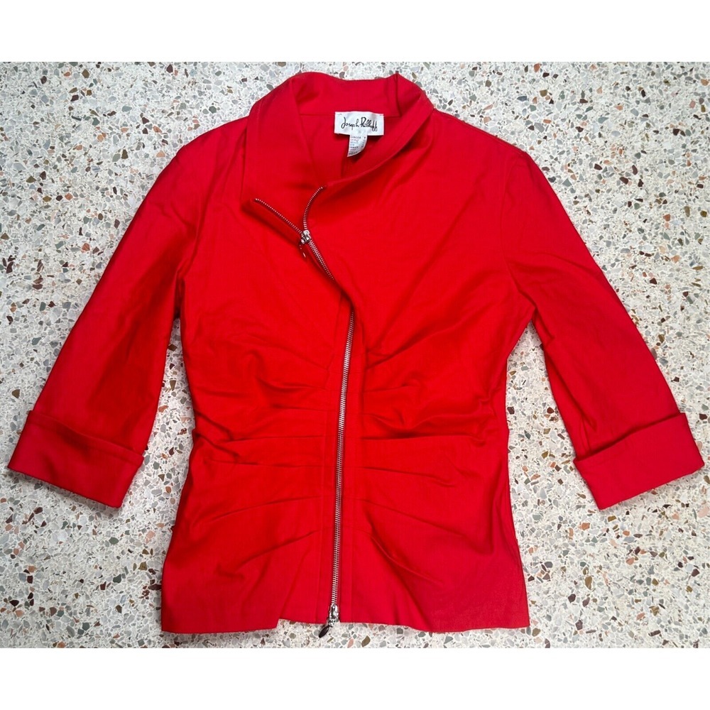 Joseph Ripkoff Women's Full Zip‎ Ruffled Long Sleeve Cuffed Sleeve Jacket Size 8